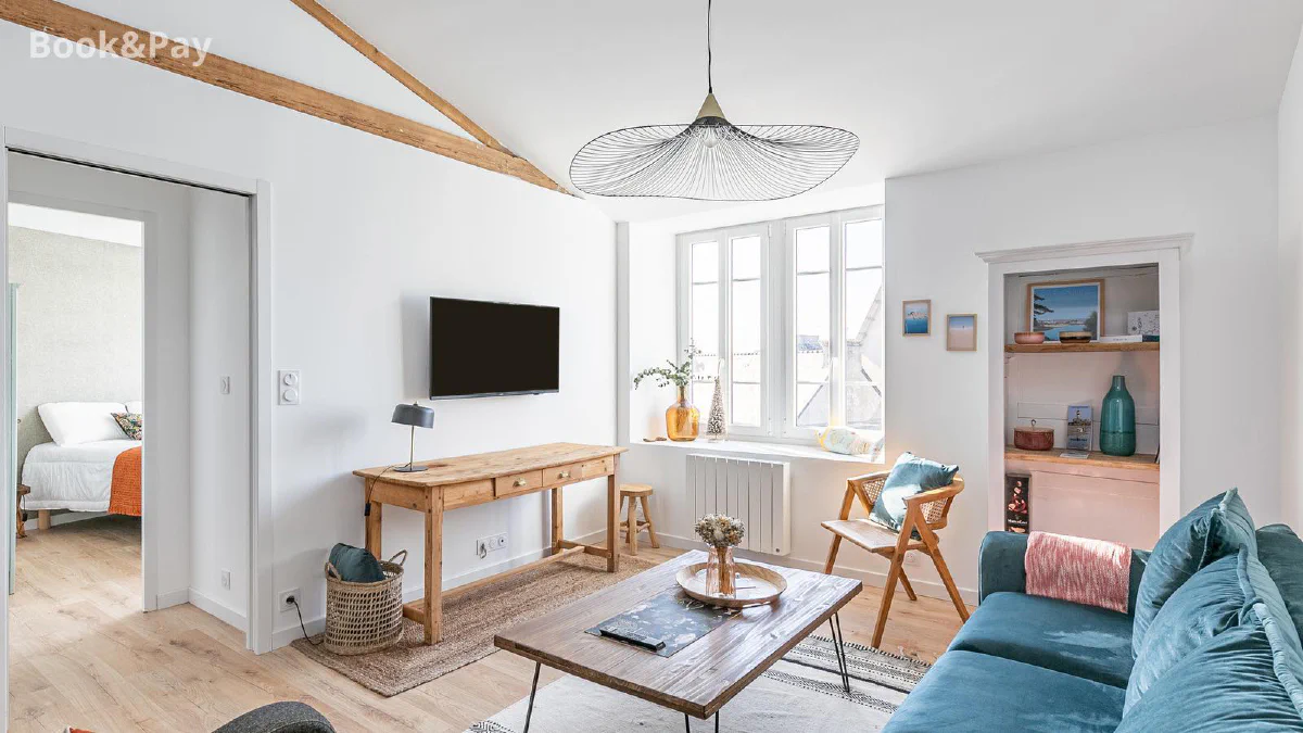 Salon avec vue mer de l'appartement Sieck à Carantec